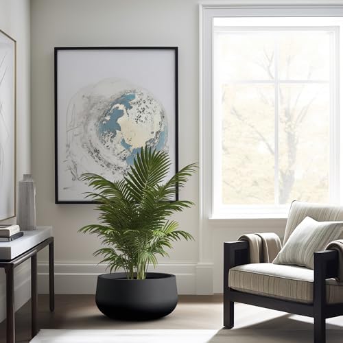 Kante Large Round Bowl Black Concrete Planter 20" Dia, Outdoor - Image 4