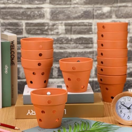 FoldTier 12 Pcs 4 Inch Terracotta Orchid Pot with Drainage Holes - Image 4