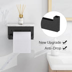 Gypie Toilet Paper Holder with Marble Shelf, Wall Mounted Matte Black - Image 6