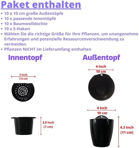 LaLaGreen Wall Planters for Indoor Plants (4in, 10 Pack) Small Planter - Image 2