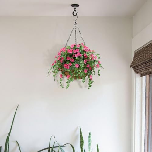 4 Pack 12 inch Metal Hanging Baskets for Plants Outdoor Metal Wire Hanging Basket Planter with Coco Fiber Liners Flower Pots for Home Porch Garden Patio, Diamond-Shaped - Image 6