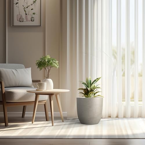 Kante Small Round Curved Weathered Concrete Planter 13.3" Dia, Outdoor - Image 3