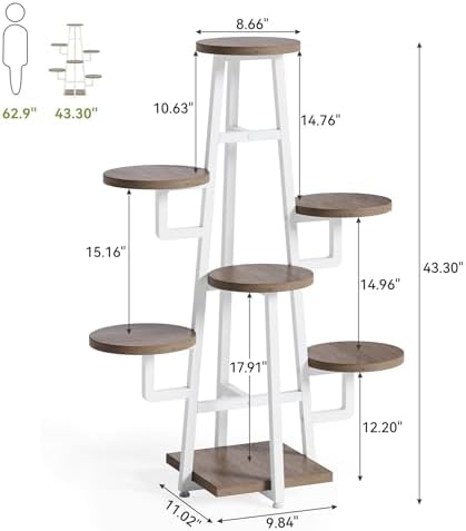 LITTLE TREE 7 Tier Plant Stand Indoor Tall Plant Shelf Corner Plant Pots Holder Rack Flower Stand for Living Room Balcony Garden,White - Image 6