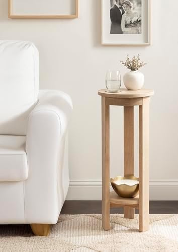 Kate and Laurel Foxford Modern Tiered Round Drink Table, 12 x 12 x 30, Light Natural, Transitional Two-Tier Circle Plant Stand for Use as Living Room Pedestal Table or Small Bedroom Nightstand - Image 2