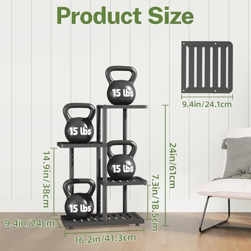 iDavosic.ly Plant Stand Indoor Outdoor, 3-Tier Tall Metal Shelf, Black - Image 3
