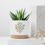 Mughal Flower Ceramic Planter Green Flower Pots for Plants with Drainage Holes and Saucers Pot for Home Desktop Office Windowsill - Image 7