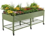 Rolling Elevated Raised Garden Beds, 3' x 8' Outdoor Planters Boxes with Legs & Storage Rack for Patio, 2000+ Lbs Weight Capacity, Raised Beds for Gardening Herbs Flowers, Olive Green by Unknown