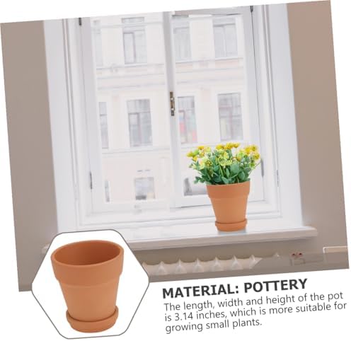 Luxshiny 5pcs Red Pottery Planting Pots with Saucers, 8x8cm Terracotta Containers for Succulent and Garden Plants, Breathable Outdoor Flower Planters with Drainage, Home Gardening Set - Image 3