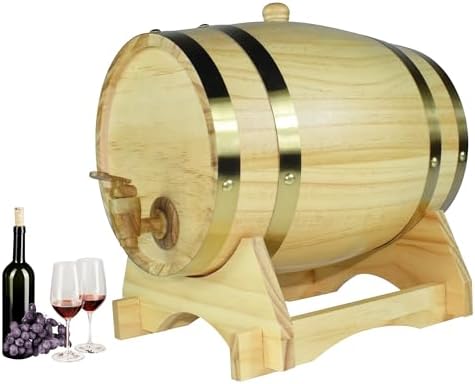 1.5L Oak Aging Barrel Dispenser - Home Whiskey Decanter for Wine, Spirits, Beer & Liquor (White) by Aimee_JL