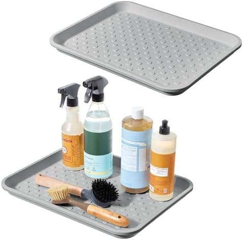 iDesign Waterproof Under Sink Tray for Kitchen, Bathroom, or Laundry Room - Set of 2 - Gray by iDesign