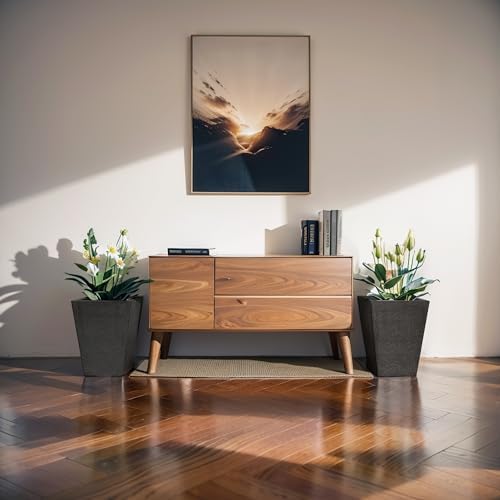 Kante Set of 2 Black Plastic Square Planters 14" Tall Home & Outdoor - Image 5