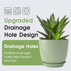 GARDIFE 5-Pack Plastic Plant Pots 7-10in with Drainage & Saucers, Green - Image 4