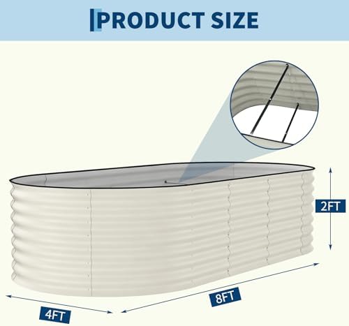 Garvee 2 Pack 8x4x2ft Galvanized Raised Garden Bed, Oval Metal Planter Box - Image 2