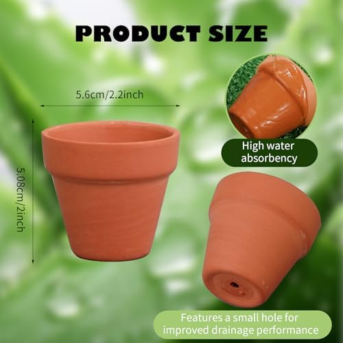 160 Pcs Small Clay Pots with Drainage Hole 2 Inch Mini Terracotta Plant Pots Planters Bulk for Succulent Cactus Flower Wedding Nursery Indoor Outdoor Craft - Image 2