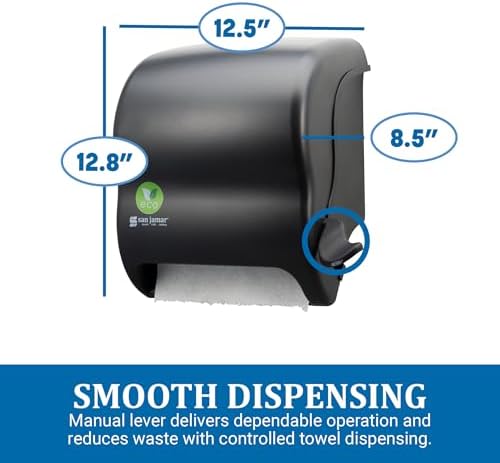 San Jamar Ecologic Element Recycled Plastic Lever Paper Towel Dispenser, Manual Towel Dispenser, Wall Mounted Dispenser with Zero Waste for Home and Business, 8 Inch Rolls, Black - Image 4