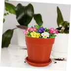 10 Sets Plastic Flower Pots with Saucer Multipurpose Planting Planters for Indoor Outdoor Garden Use Terracotta Color 14.5cm Diameter Desktop Bonsai Plant Containers - Image 7