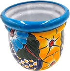 Talavera Planter Pot, Hand-Painted Mexican Ceramic Pot with Drainage Hole, Indoor Outdoor Rustic Botanical Terracotta, 7 Inch, Light Blue Multicolor by CactusCanyonCeramics