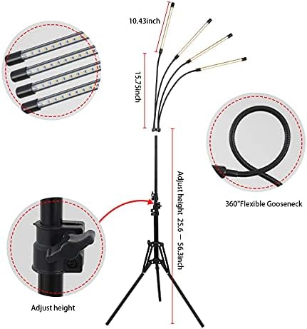 LED Plant Grow Light with Stand, LED Grow Light Full Spectrum for Indoor Plants,10 Dimmable Levels,3 Modes Timing,Tripod Adjustable 15-72 inch. - Image 5