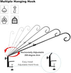 FEED GARDEN 31 Inch Heavy Duty Deck Hook for Railing 2 Pack, Non-Slip Clamp, 360 Degree Swivel, for Hanging Bird Feeders, Plants, Lanterns, Suet Baskets, Wind Chimes, Black - Image 2