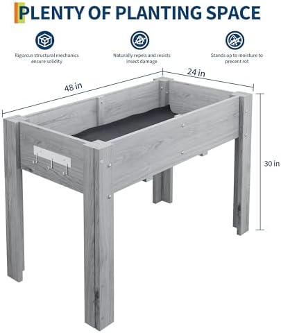 IDEALHOUSE 48"x24"x30" Elevated Wood Raised Garden Bed Planter Box - Image 7