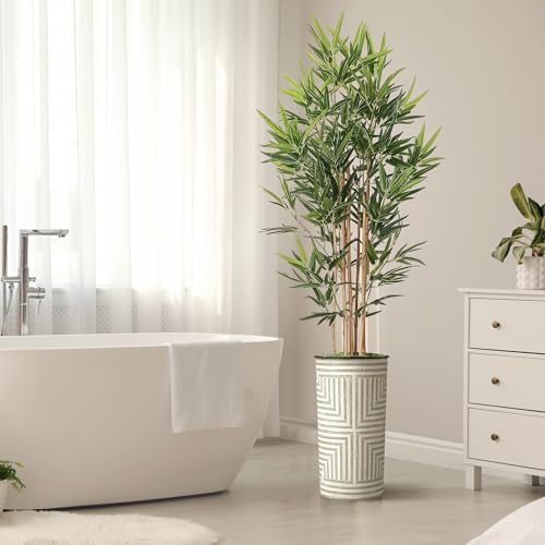 Artificial Tree in Geometric Planter, Fake Bamboo Silk Tree for Indoor and Outdoor Home Decoration - 70" Overall Tall (Plant Pot Plus Tree) - Image 6
