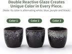 4+5.75 Inch Ceramic Planter Set of 2 with Drainage Hole and Saucer for Plants, Indoor-Outdoor Large Round Succulent Orchid Flower Pot -Reactive Color Spot(Inner-pots not Larger Than 5 Inch) - Image 2
