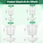 4/6/8/10 Inch Clear Nursery Pots with Drainage and Saucers, 24 Pack Clear Plant Pots, Variety Size Plastic Orchid Flower Pot for Indoor Outdoor - Image 2