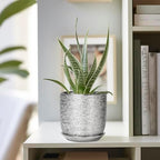 Ceramic Plant Pot 5 Inch, Indoor Planter with Drainage, Silver - Image 5