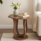 LITTLE TREE Side Table, Flower End Table, Wood Nightstand, Rustic Brown by LITTLETREE