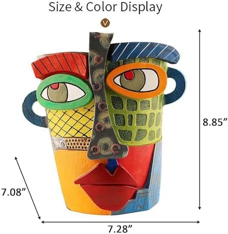 Picasso Abstract Resin Flower Pots Colorful Unique Face Planters Pots Head - Image 4