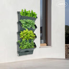 Self Watering Vertical Wall Planter, 24 Pockets 13" Stackable Hanging Planters Indoor Outdoor Living Wall with Hose and Drainage Tray Kit, Green Plastic Pot Herb Plants for Deck Garden - Image 4