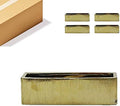 WGVI Long Rectangle Ceramic Planter Vase in Gold Etched 14" x 4" x 4"H, Rectangular Box Block Terrarium Pot, Flower Arrangement, Tabletop Centerpiece, Home Decor Organization Container, 4 Pcs. by WGVInternational-OpusGlassware
