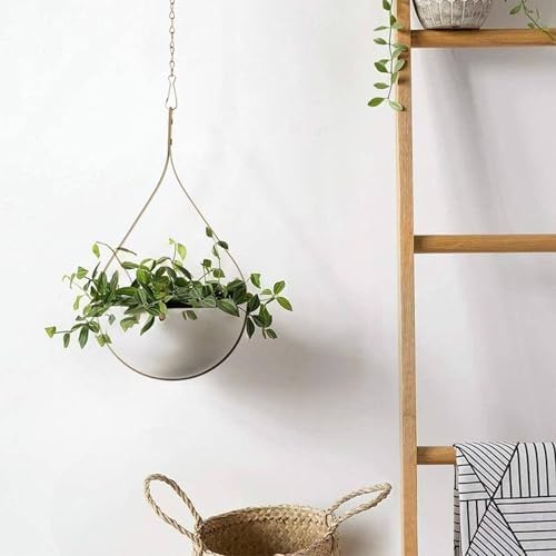 Hajia Waterdrop Shaped Hanging Planter, Metal Plant Hanger with Non-Detachable Pot, Hanging Plant Holder for Wall and Ceiling Decor.(No Plants and Drainage Holes) (Beige, Medium 1 Pack) - Image 5
