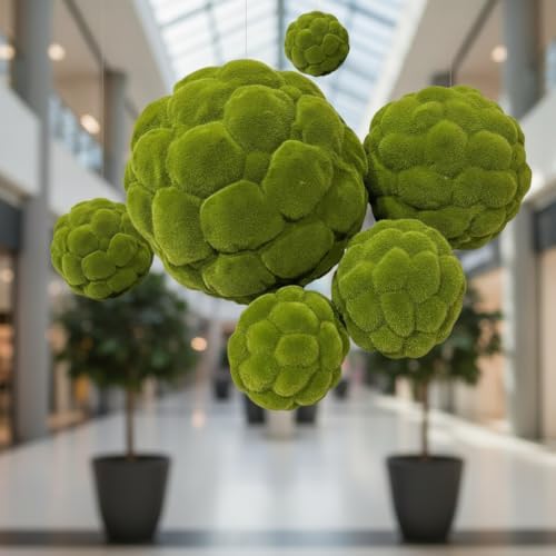 Artificial Moss Ball, 6.7 Inch Green Hanging Decorative Sphere for Living Room & Event Styling (1 PC) - Image 2