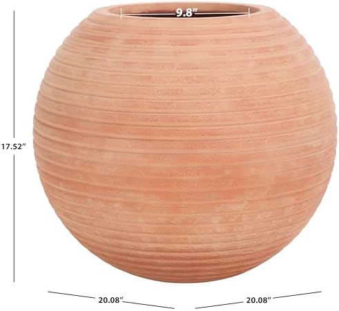 SAFAVIEH Outdoor - Mora Terracotta Ficonstone Cement Round Planter Pot with Drainage Hole, Fully Assembled (PAT1534D) - Image 4