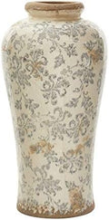 Nearly Natural 16 in Tuscan Ceramic Floral Scroll Urn Vase Room Decor by NearlyNatural