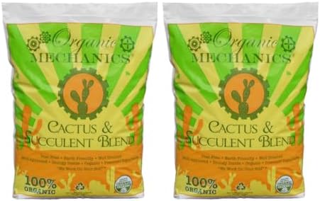 Organic Mechanics Cactus and Succulent Blend Potting Soil, 8 qt (Pack of 2) – Well-Drained Organic Mix – Enhances Plant and Root Growth with Biochar, Rice Hulls, and Worm Castings by OrganicMechanics