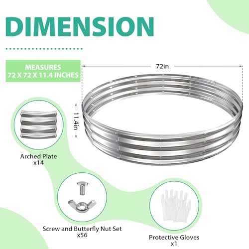 12 Inch Tall 72 Inch Diameter Round Silver Raised Garden Bed Kits Outdoor - Image 5