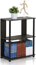 Furinno JAYA Simple Design 3-Tier Bookcase / Bookshelf / Display Rack, Plastic Tubes, Walnut by Furinno-FitsYourSpaceFitsYourBudget
