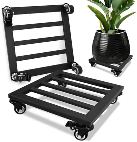 2 Pack 12 Inch Plant Caddy with Wheels, 380 Lb Metal Dolly, Locking Casters by SPEETH