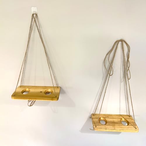 Tierra Garden Double Air Plant Swing Set – Hanging Multi-Plant Display for 2 to 4 Air Plants, Natural Poplar Wood with Twine & Beads - Air Plant Holder - Image 4