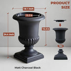 24.4" H Roman Urn Planter, Lightweight Matte Black Plastic Flower Pot - Image 5