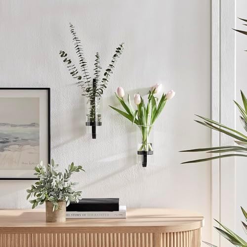 2 Piece Iron Glass Vase, Bottle Flower Vase, Hanging Metal Plant Stand, Metal Iron, Creative Wall Hanging - Image 3