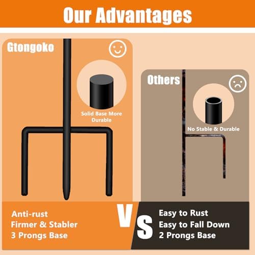 Gtongoko 32 Inch Shepherd Hooks for Outdoor 4 Pack, Adjustable Garden Hooks for Hanging Plants, Lanterns, Solar Lights, Mason Jars & Wedding Decor, Matte Black Decorative Shepherd’s Hooks - Image 4