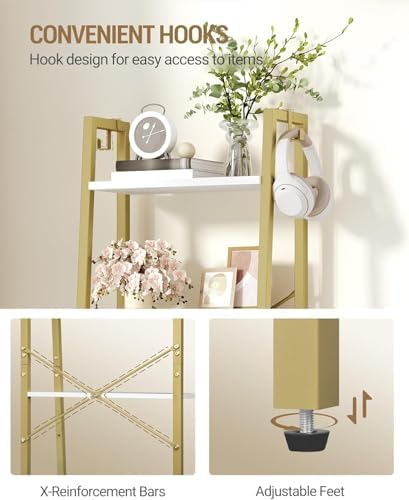 Hzuaneri Ladder Shelf, Bookshelf, Freestanding Corner Storage Shelf - Image 4