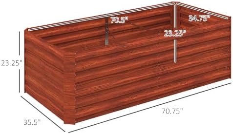 Outsunny Galvanized Raised Garden Bed Kit, 6' x 3' x 2', Dark Brown - Image 7
