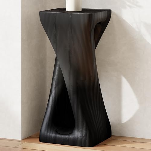 Merax Twist Shape MGO Accent Side Table, Unique Modern End Table with Wide Pedestal & Tabletop, Small Drink Tables for Living Room, Bedroom Night Stand Bedside Table, No Assembly Required, Black - Image 4