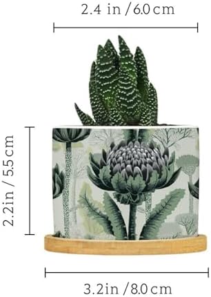 Chinoiserie Floral Ceramic Planter Green Black Flower Pots for Plants with Drainage Holes and Saucers Pot for Home Office Desk Garden - Image 2