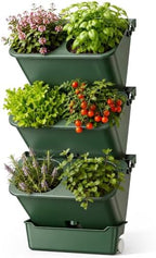 Briwooody 3 Set 6 Pocket Vertical Stackable Wall Planters Kit Outdoor Self Watering Plastic Planter Grow Hang Mount System for Strawberry Flower Vegetable Home Fence Balcony Wall Decor by Briwooody