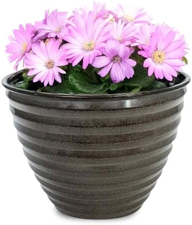 Headwind Avondale Collection Ironstone Decorative Planter - 10 Inch Pebblewood Grey Finish, Lightweight, Durable, Rust-Resistant, Weatherproof, Indoor & Outdoor Use by Robert Allen by Headwind